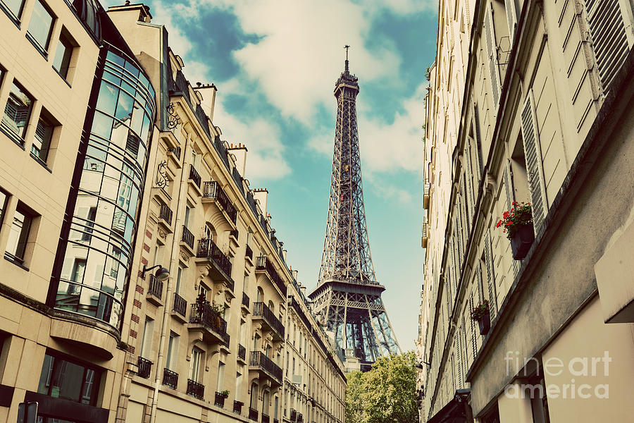 Paris Photograph - Eiffel Tower seen from the street of Paris by Michal Bednarek