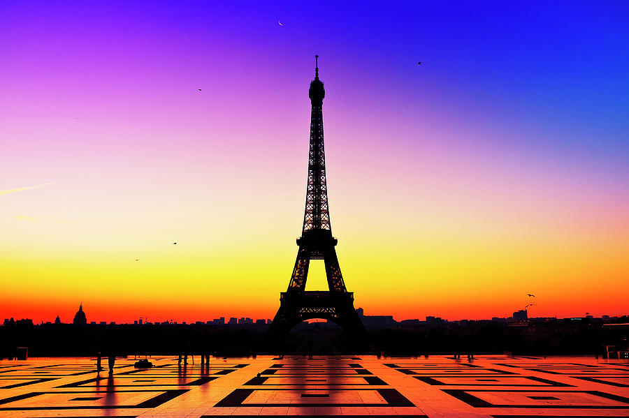 Eiffel Tower Silhouette In Sunrise Photograph by Audun Bakke Andersen