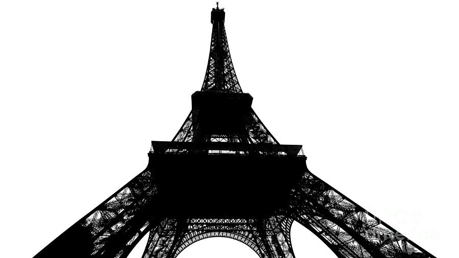 Eiffel Tower silhouette isolated on white Photograph by Benny Marty