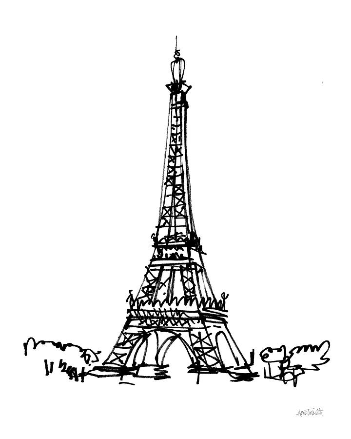 Eiffel Tower Sketch Mixed Media by Anne Tavoletti - Fine Art America