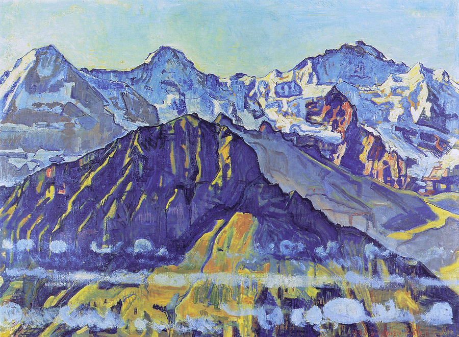 Eiger Painting - Eiger, Monch und Jungfrau in der Morgensonne, 1908 by Ferdinand Hodler Paintings