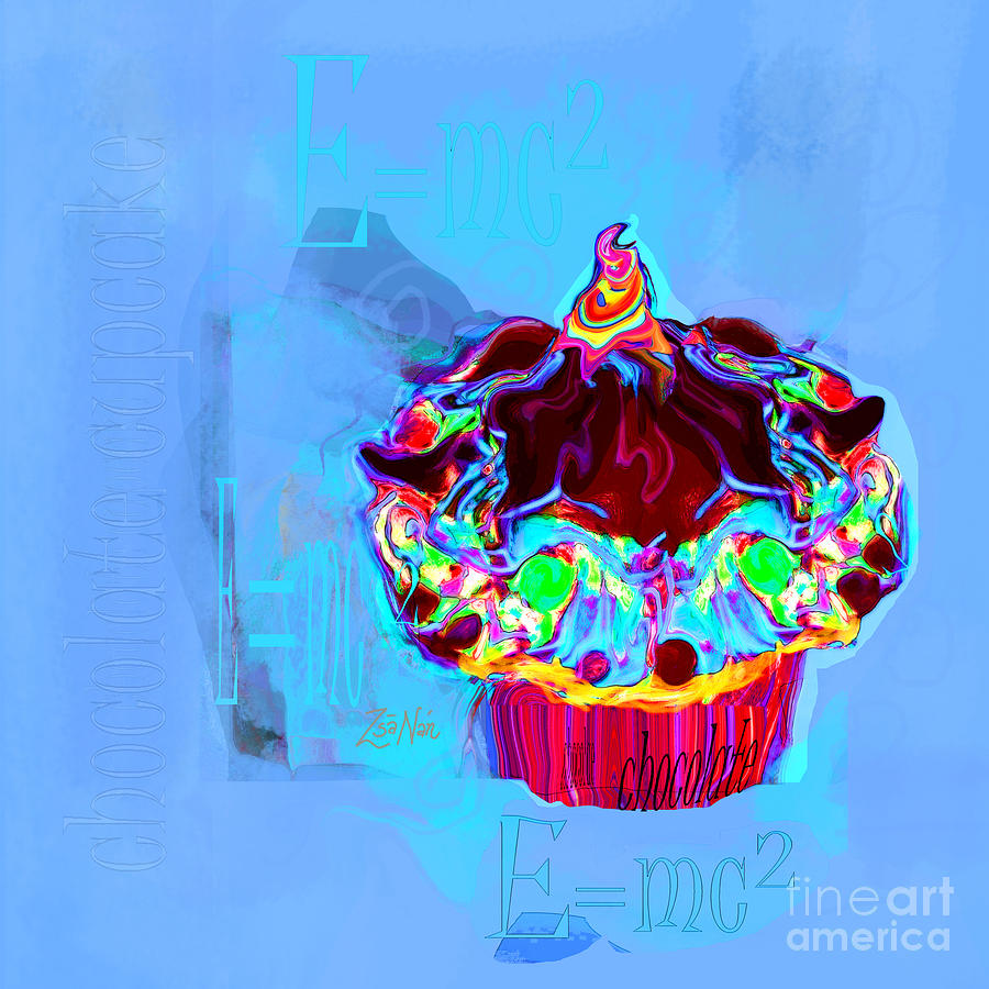 Einstein and the Chocolate Cupcake  Mixed Media by Zsanan Studio