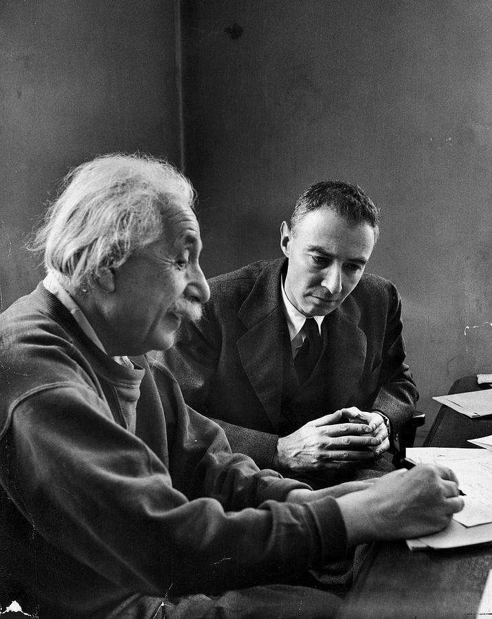 Human Interest Photograph - Einstein & Oppenheimer by Alfred Eisenstaedt
