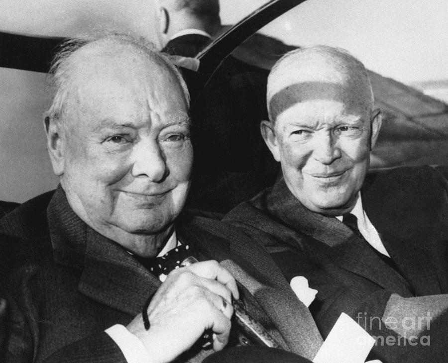 Eisenhower And Churchill At Airport Photograph by Bettmann
