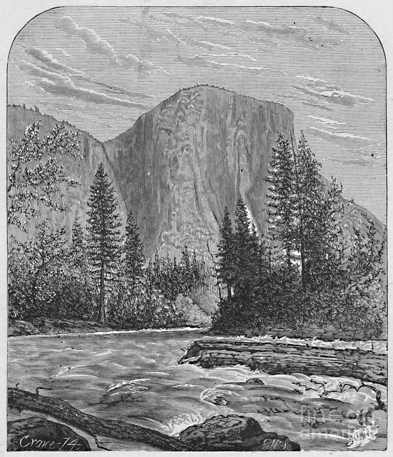El Capitan From Merced River Drawing by Print Collector