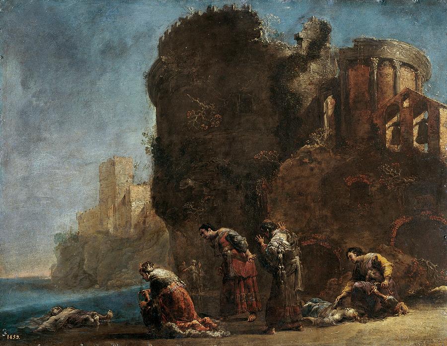 El dolor de Hecuba, ca. 1630, Dutch School, Oil on copper, 46,2 cm x 59,6 cm... Painting by Leonaert Bramer -1596-1674- El dolor de Hecuba, ca. 1630, Dutch School, Oil on copper, 46,2 cm x 59,6 cm... Painting by Leonaert Bramer -1596-1674-