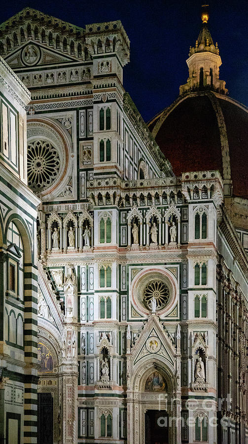 el Duomo The Florence Italy Cathedral at Night Vertical Photograph by Wayne Moran