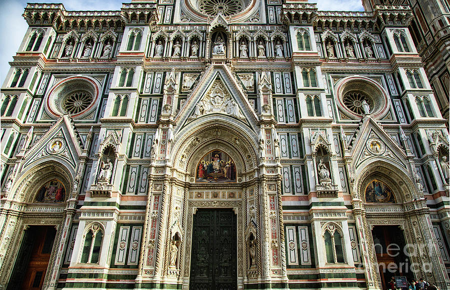 el Duomo The Florence Italy Cathedral Front Facade Details Photograph by Wayne Moran