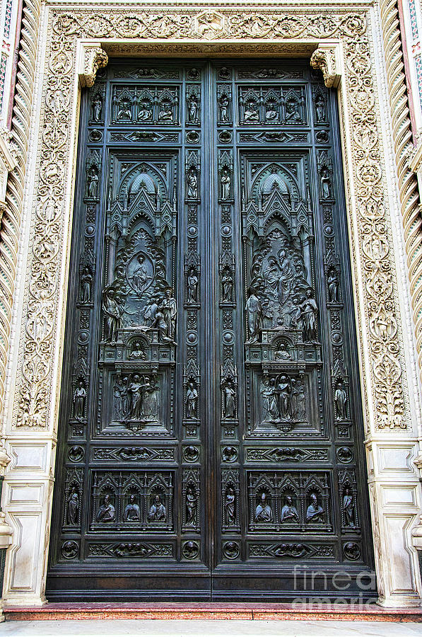 el Duomo The Florence Italy Cathedral Main Door Details Photograph by Wayne Moran