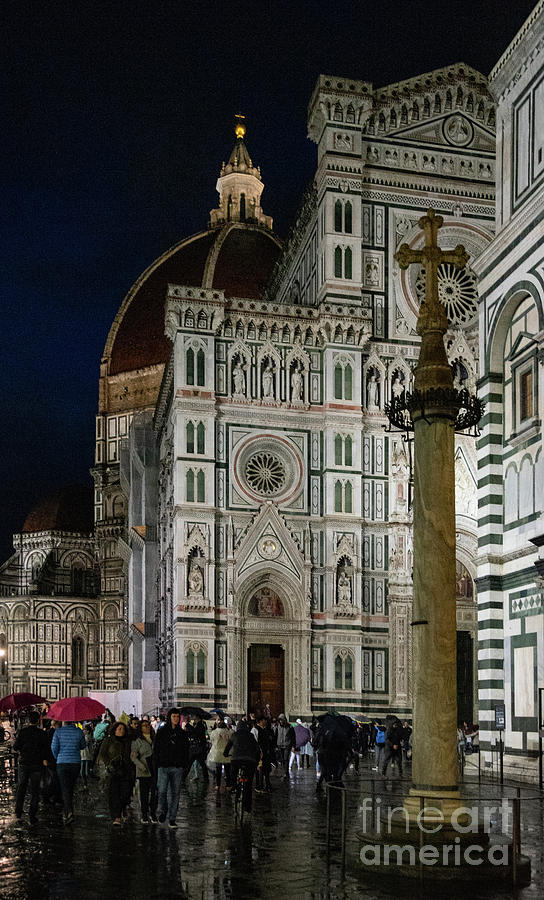 el Duomo The Florence Italy Cathedral People at Night  Photograph by Wayne Moran