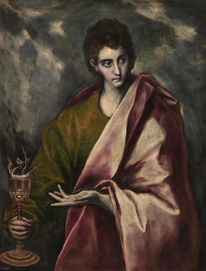 El Greco -and workshop- / Saint John the Evangelist, ca. 1605, Spanish School. Painting by El Greco -1541-1614-