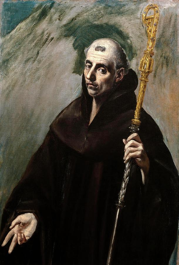 El Greco / Saint Benedict, 1577-1579, Spanish School, Oil on canvas. Painting by El Greco -1541-1614-