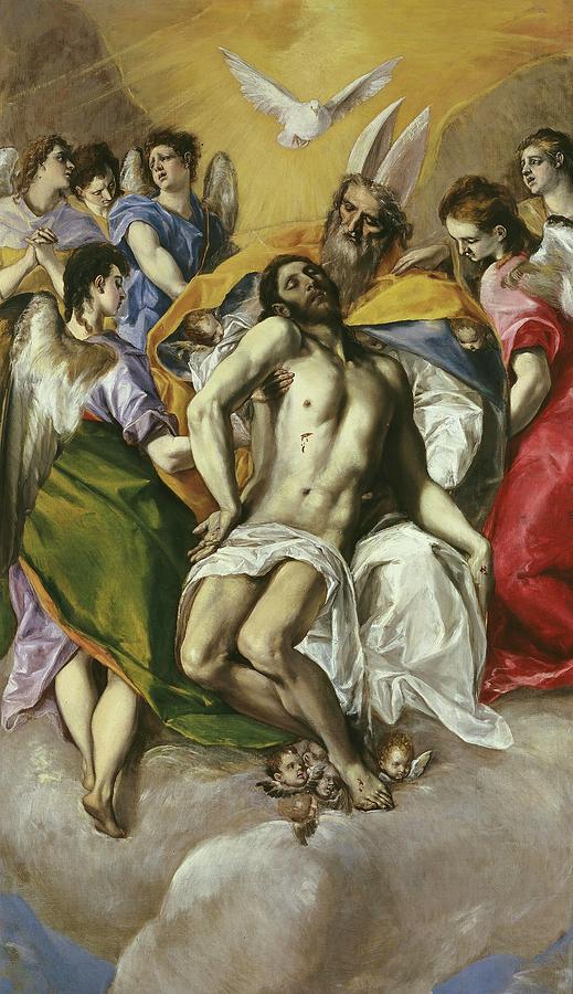 El Greco / The Trinity, 1577-1579, Spanish School, Oil on canvas, 300 cm x 179 cm, P00824. JESUS. Painting by El Greco -1541-1614-