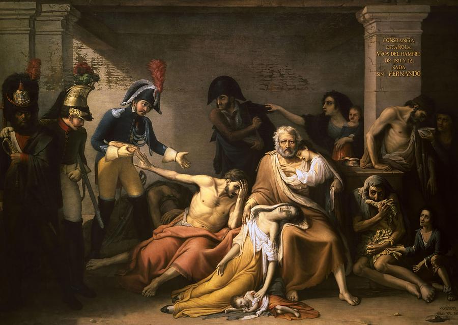 El hambre en Madrid, 1818, Oil on canvas, 437 x 315 cm. Painting by Jose Aparicio -1773-1838-