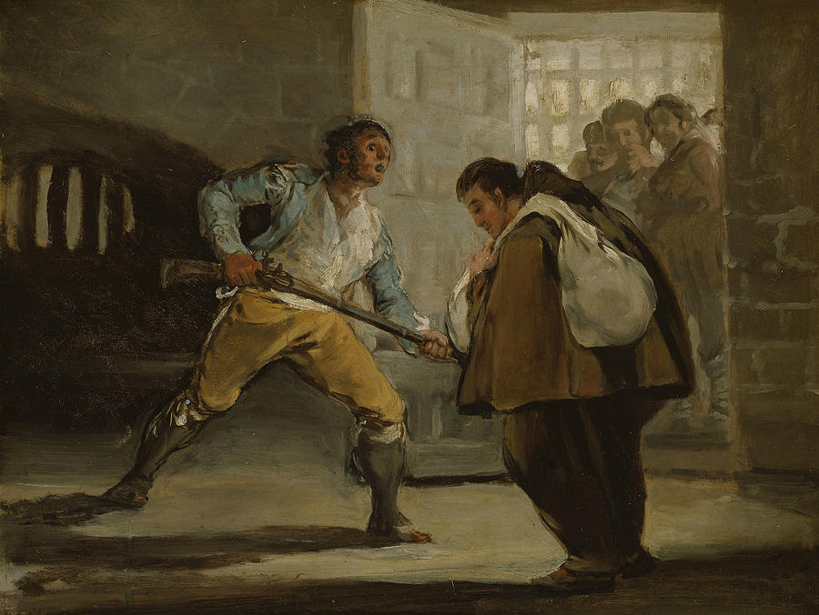 El Maragato Threatens Friar Pedro de Zaldivia with His Gun Painting by Francisco Goya