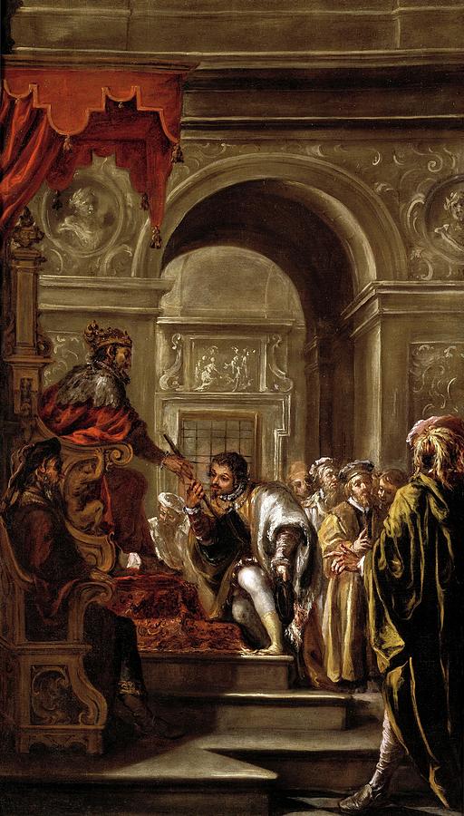 El nombramiento de San Ambrosio como gobernador, ca. 1673, Spanish Schoo... Painting by Juan de Valdes Leal -1622-1690- El nombramiento de San Ambrosio como gobernador, ca. 1673, Spanish Schoo... Painting by Juan de Valdes Leal -1622-1690-