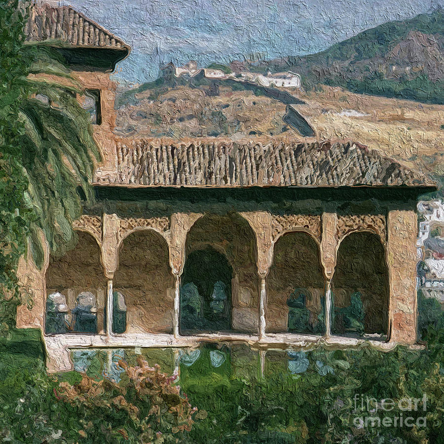 Alhambra Painting - El Partal by John Edwards