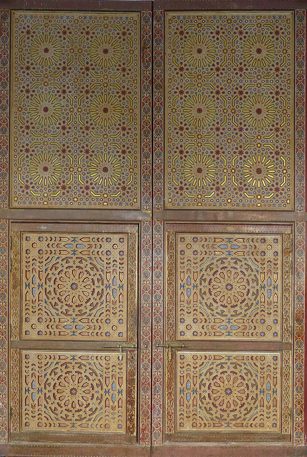 Elaborate decorated doors of the Moulay Ali Cherif Mausoleum Photograph by Steve Estvanik