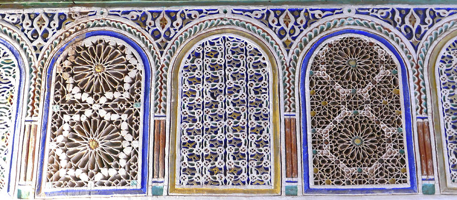 Elaborate mosaic windows in the Kasbah Photograph by Steve Estvanik