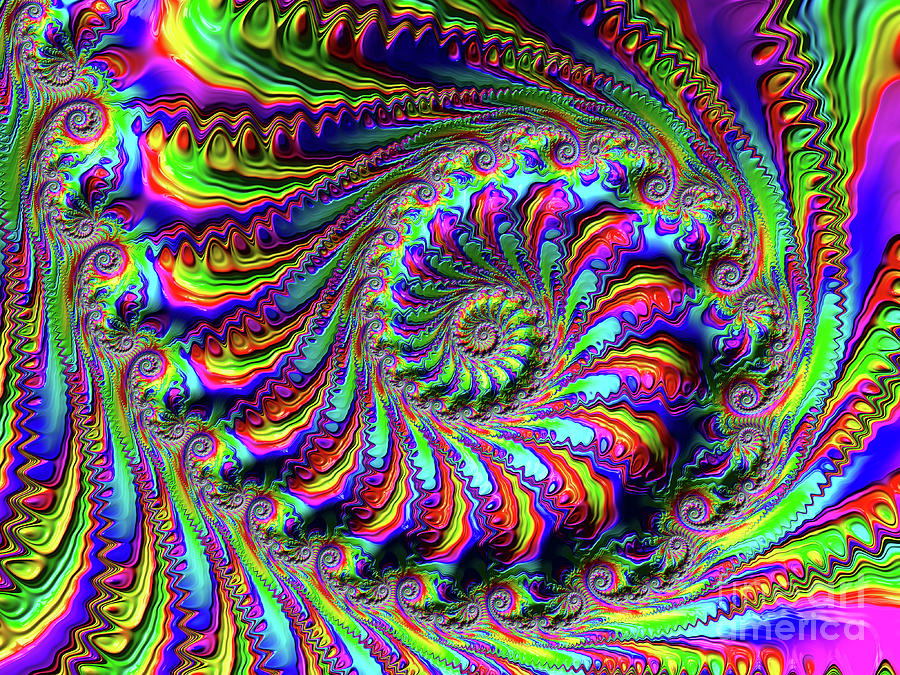 Abstract Digital Art - Elaborate Rainbow Spiral by Elisabeth Lucas