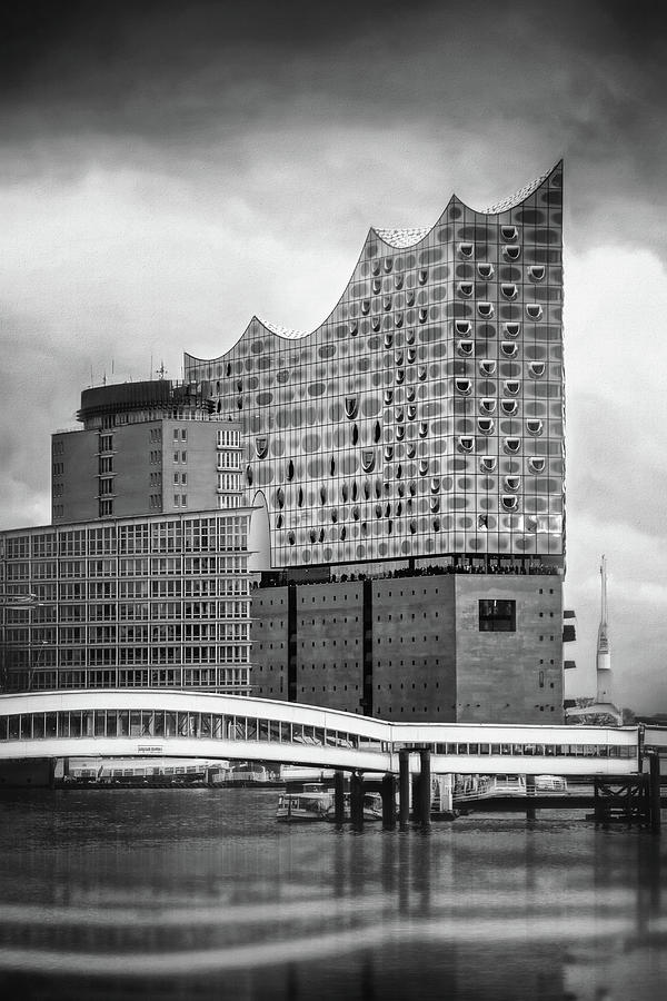 Elbphilharmonie Hamburg Germany Black and White Photograph by Carol Japp