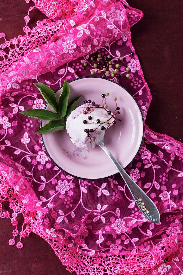 Elderberry Ice Cream And Fresh Elderberries Photograph by Mandy Reschke