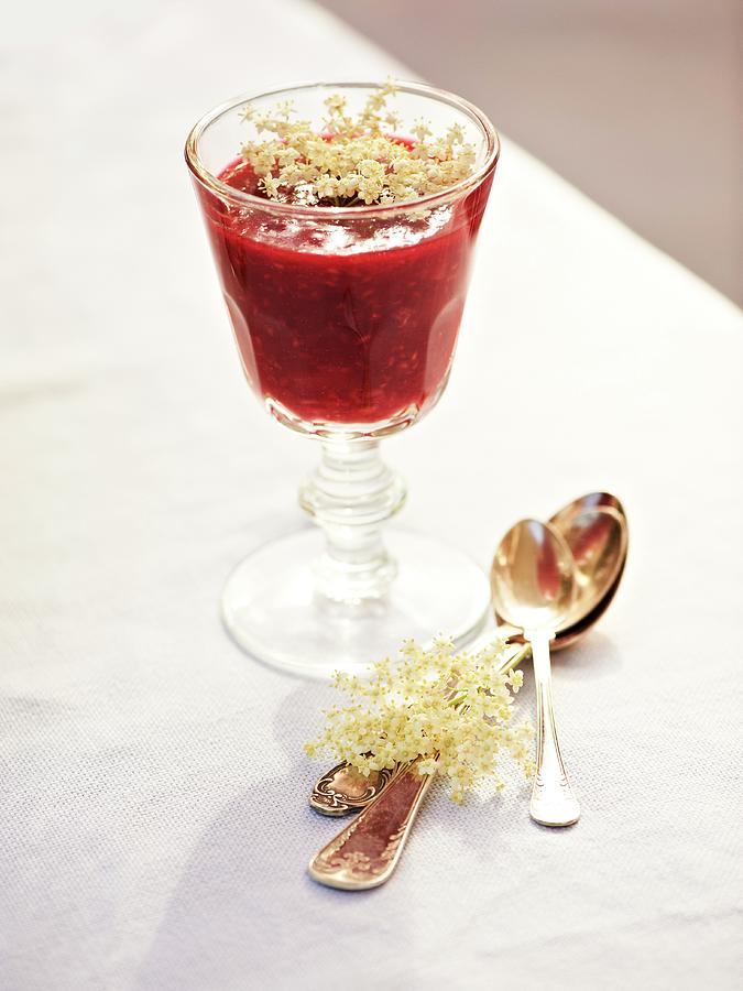 Elderflower Jelly In A Dessert Glass Photograph by Hannah Kompanik