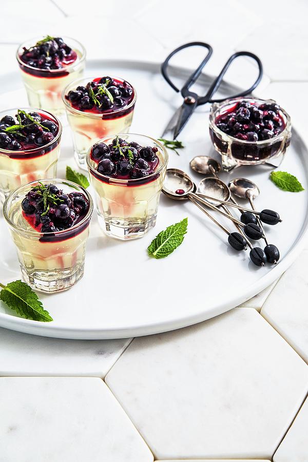 Elderflower Jelly With Blackcurrant Compote Photograph by The Food Union