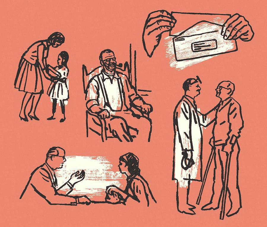 Vintage Drawing - Elderly Care by CSA Images