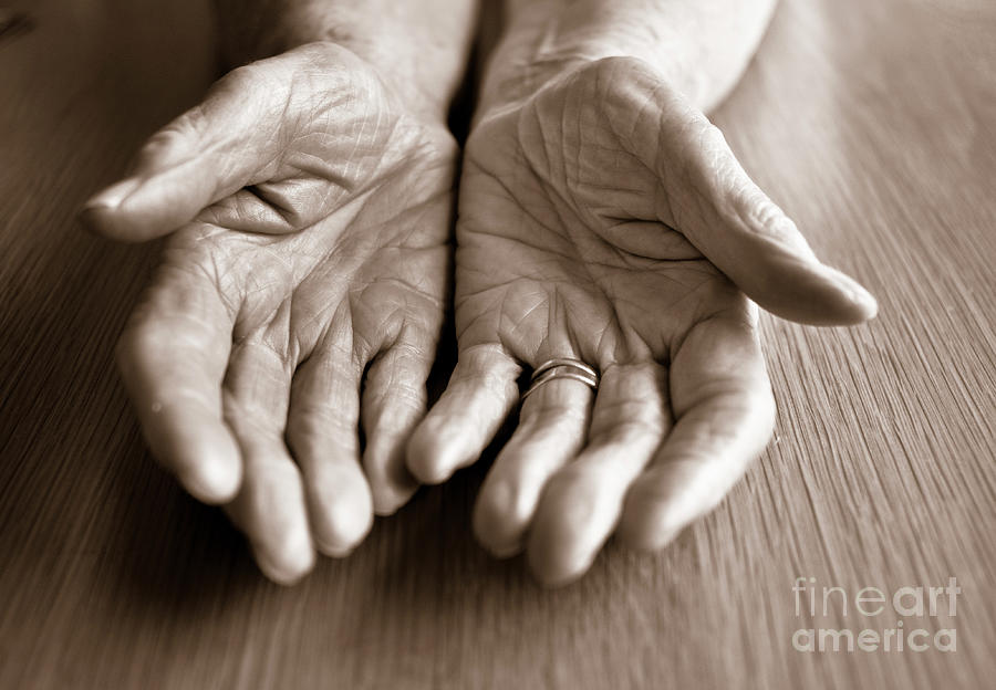Elderly Womans Open Hands Photograph by Tbradford