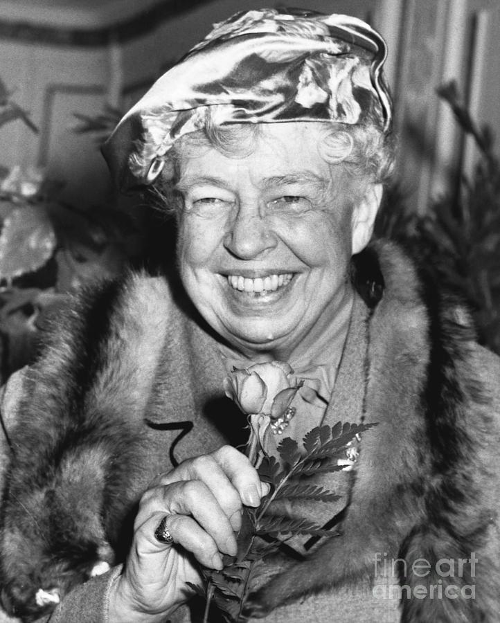 Eleanor Roosevelt Holding A Rose Photograph by Bettmann