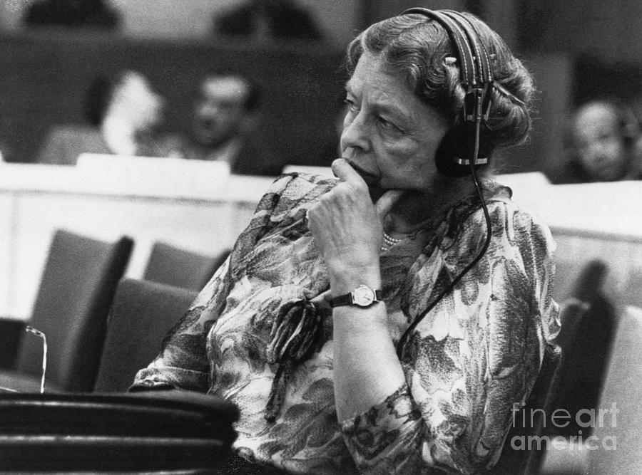 Eleanor Roosevelt Listening To Speaker Photograph by Bettmann