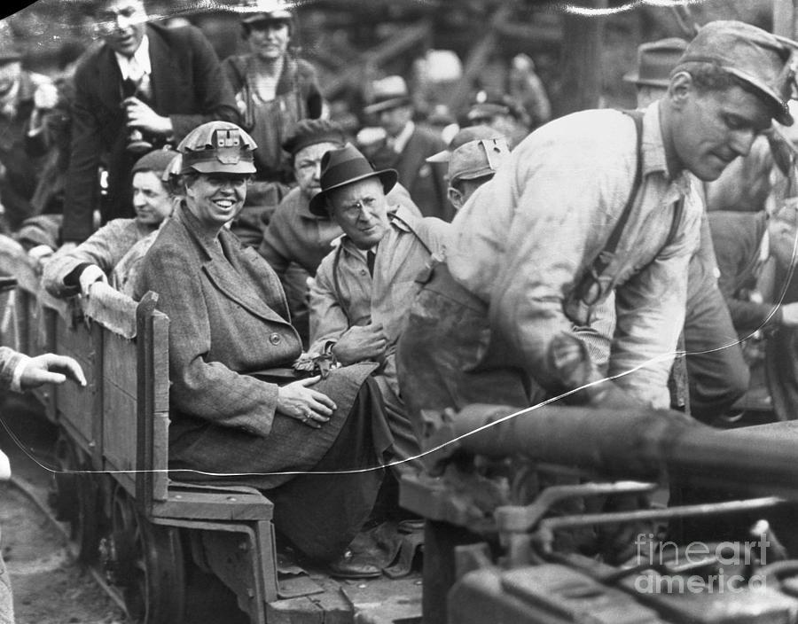 Eleanor Roosevelt Riding A Coal Car Photograph by Bettmann