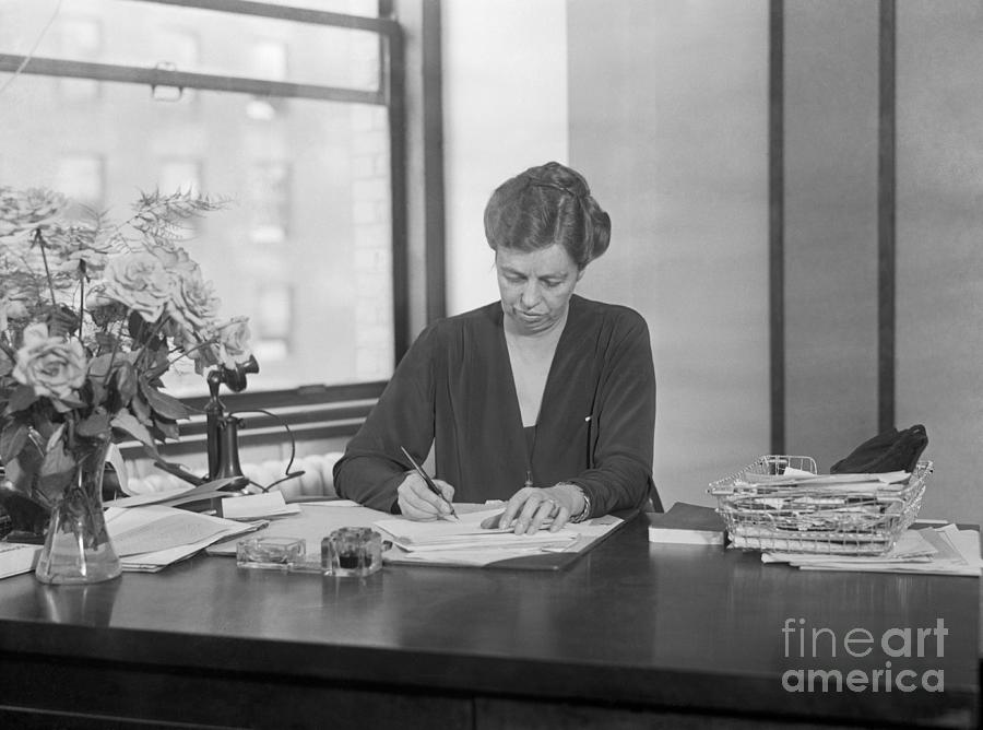 Eleanor Roosevelt Writing At Desk Photograph by Bettmann