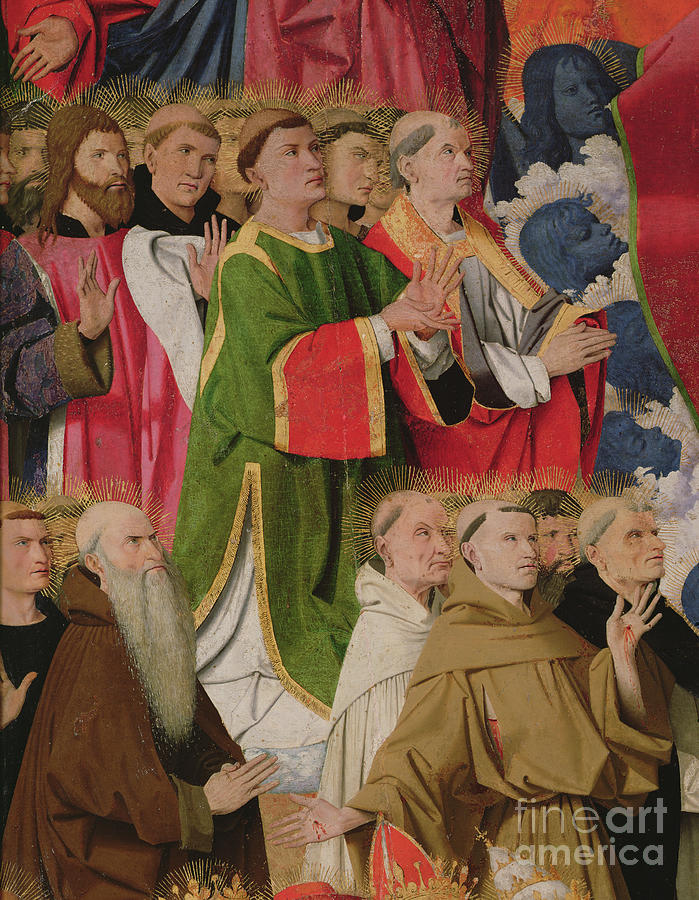Elected Officials And Clergy, Detail Of The Coronation Of The Virgin, 1453-54 Painting by Enguerrand Quarton