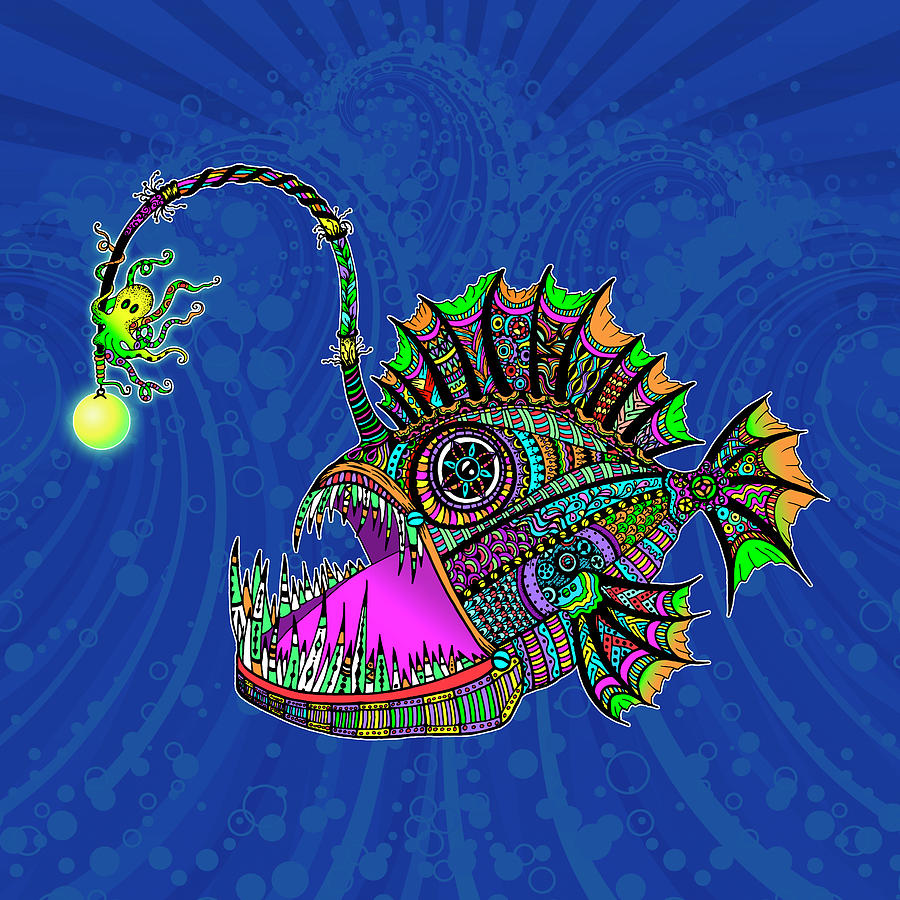 Angler Fish Mixed Media - Electric Anglerfish by Tammy Wetzel Angler Fish Mixed Media - Electric Anglerfish by Tammy Wetzel