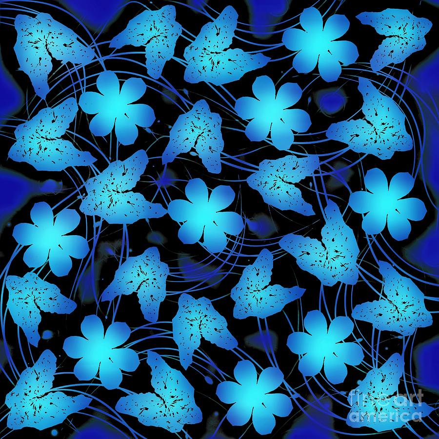 Electric Blue Floral  Mixed Media by Rachel Hannah