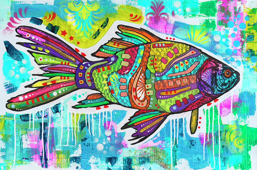 Fishes Mixed Media - Electric Goldfish by Dean Russo- Exclusive