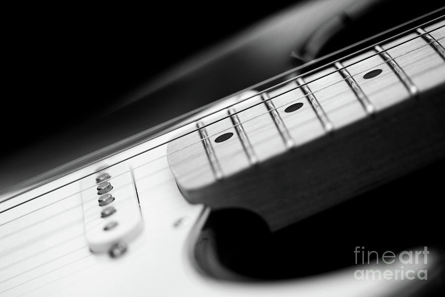 Electric Guitar Abstract Black and White - Natalie Kinnear Photo Photograph by Natalie Kinnear