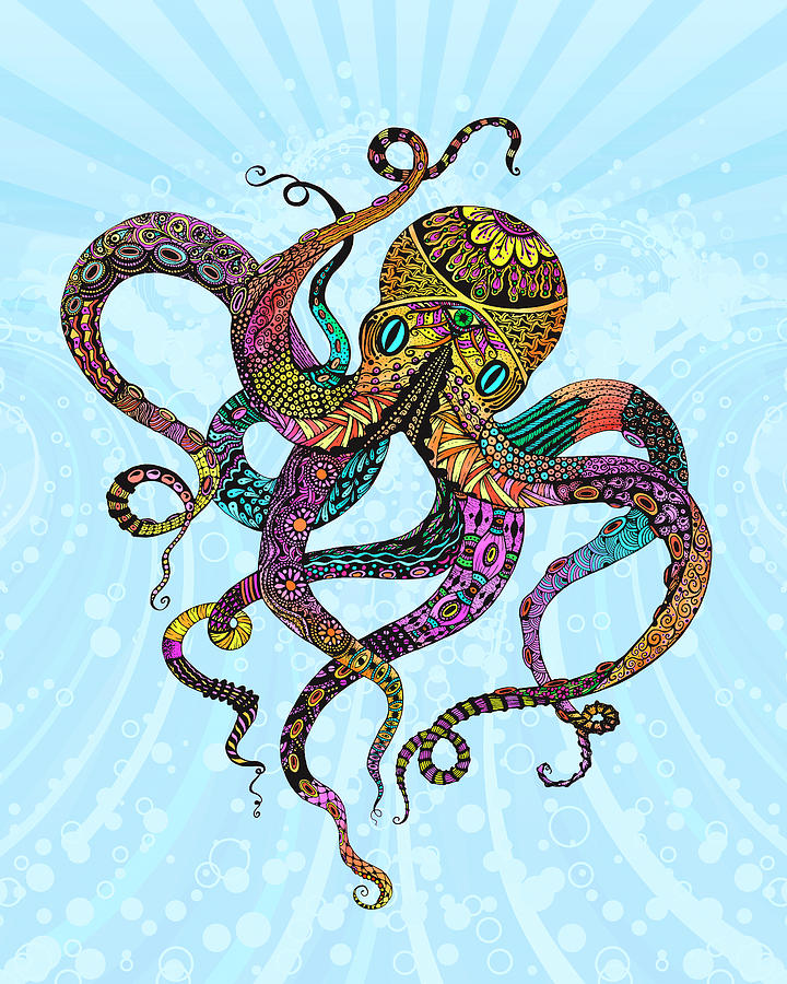 Octopus Digital Art - Electric Octopus by Tammy Wetzel