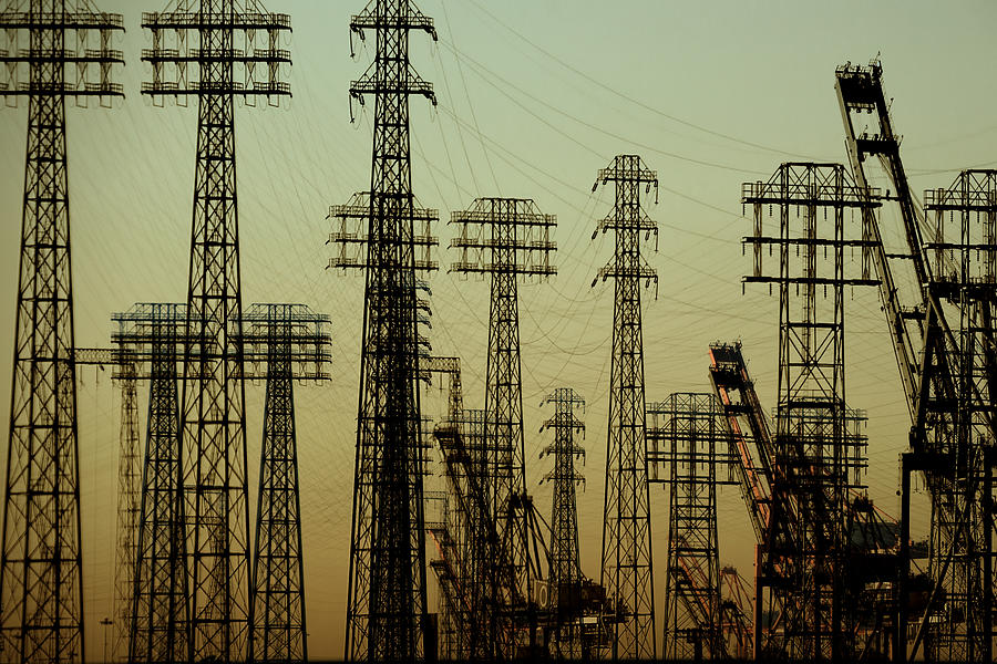 Crane Photograph - Electric Pylons by Bastian Kienitz