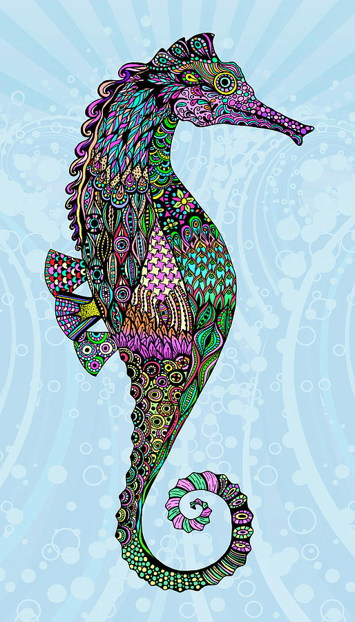 Seahorses Mixed Media - Electric Seahorse-girl by Tammy Wetzel Seahorses Mixed Media - Electric Seahorse-girl by Tammy Wetzel