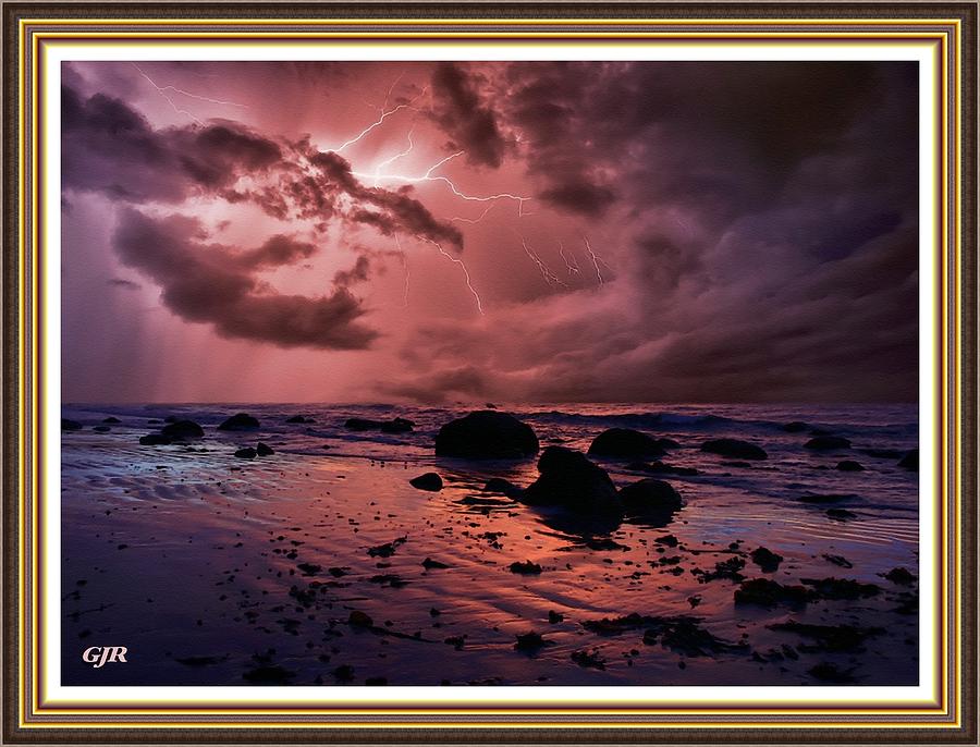 Electrical Storm Over Christopher Bay L A S With Printed Frame. Digital Art