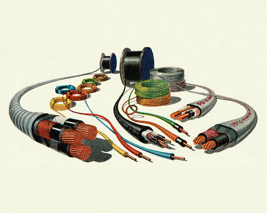 Vintage Drawing - Electrical Wires and Equipment by CSA Images