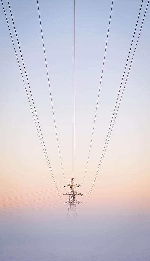 Electricity Power Pylon In Mist Photograph by Terry Donnelly Arps