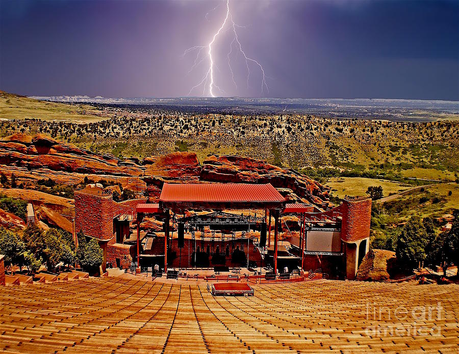 Red Rocks Amphitheater Photograph - Electrified Red Rocks Ampitheater- Denver by Sherry Little Fawn Schuessler Red Rocks Amphitheater Photograph - Electrified Red Rocks Ampitheater- Denver by Sherry Little Fawn Schuessler