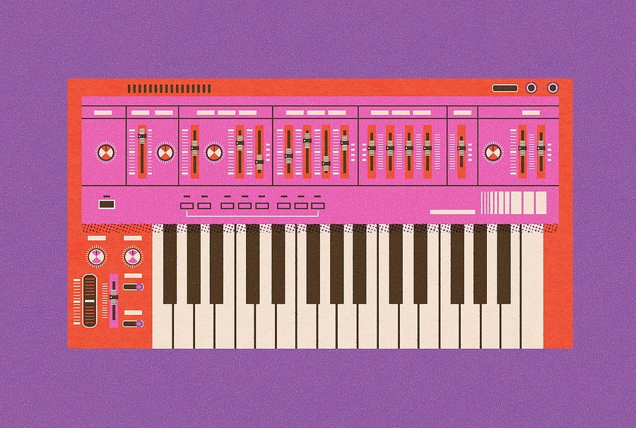 Music Drawing - Electronic Keyboard by CSA Images