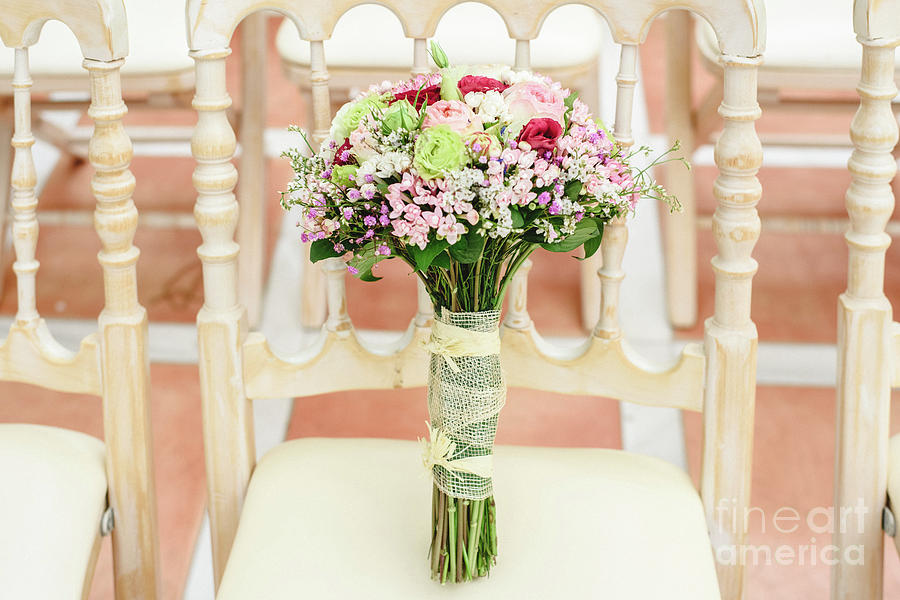 Elegant Bridal Bouquet With Soft Tones And Very Bright. Photograph