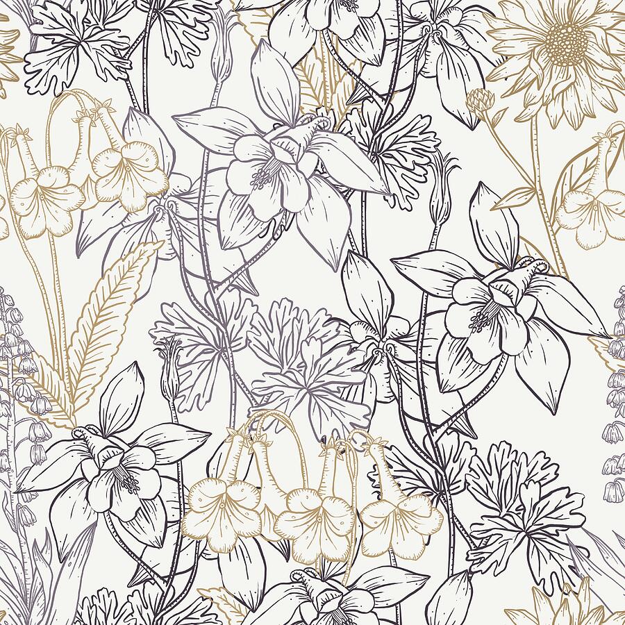 Elegant Floral Pattern In Delicate Colors Drawing by Trendy Art Elegant Floral Pattern In Delicate Colors Drawing by Trendy Art
