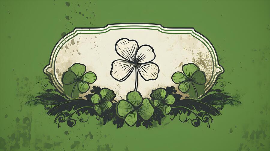 Elegant Shamrock Design On Green Background Digital Art by Trendy Art Elegant Shamrock Design On Green Background Digital Art by Trendy Art
